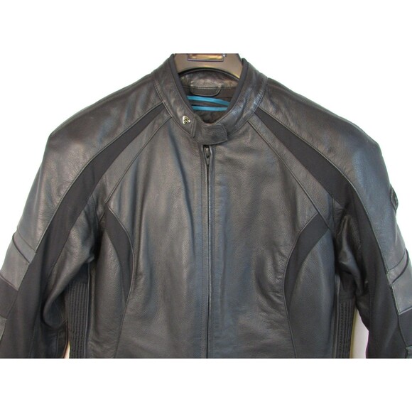 Triumph Leather Motorcycle Jacket Mens Medium Black Insulated Padded Lined - Picture 2 of 16